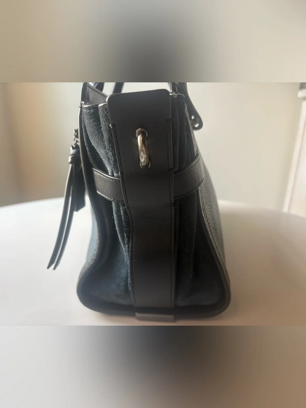 Coach Swagger 27 Pebbled Leather Satchel Marine Blue Black